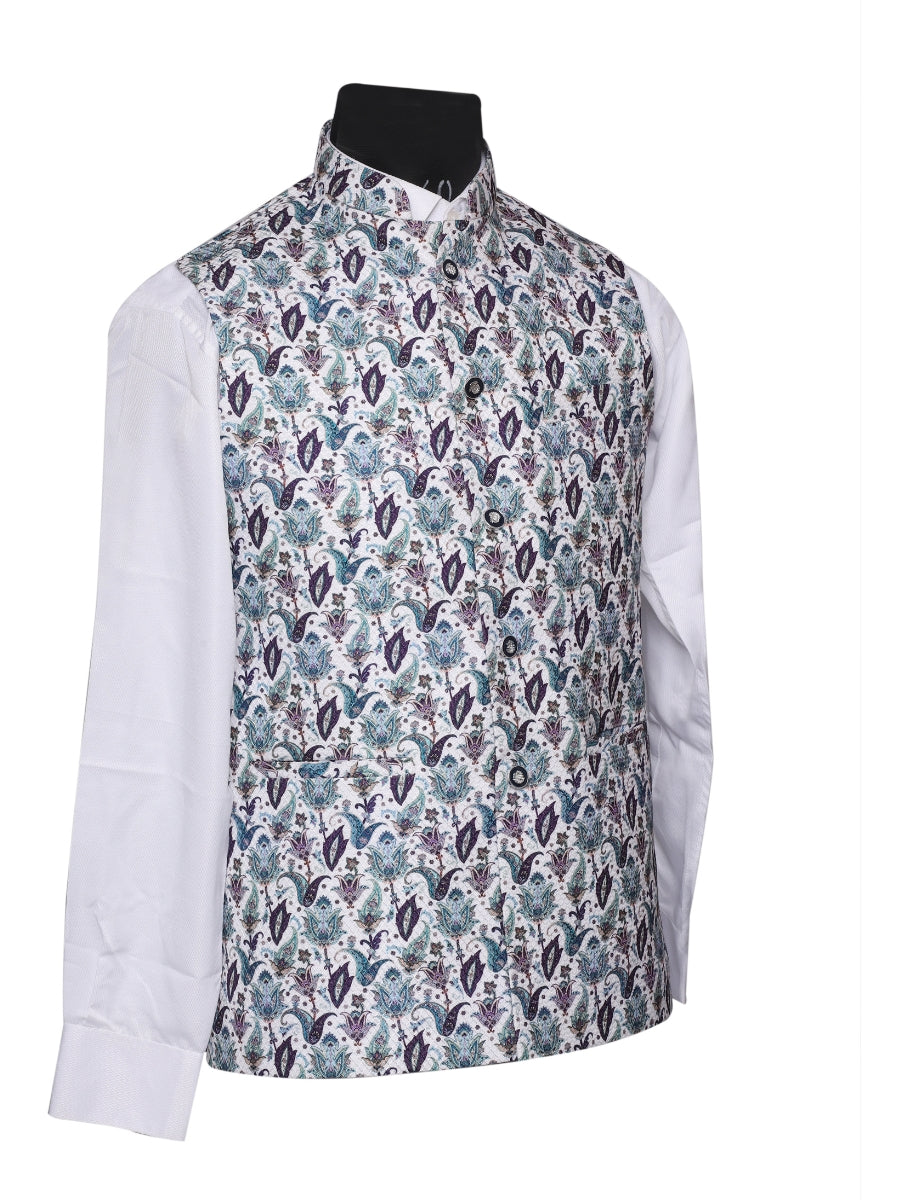 Crochet Printed Clear Jacket Kurta Set Men