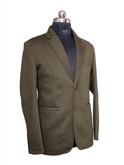 Tweed Check Blazer Mehndi Green Men Blazer