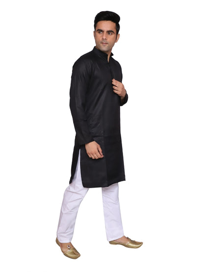 Plain Black Kurta Pajama Set For Men