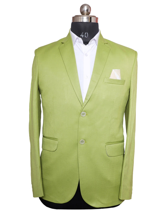 Viscose Stretch Parrot Green Men Blazer