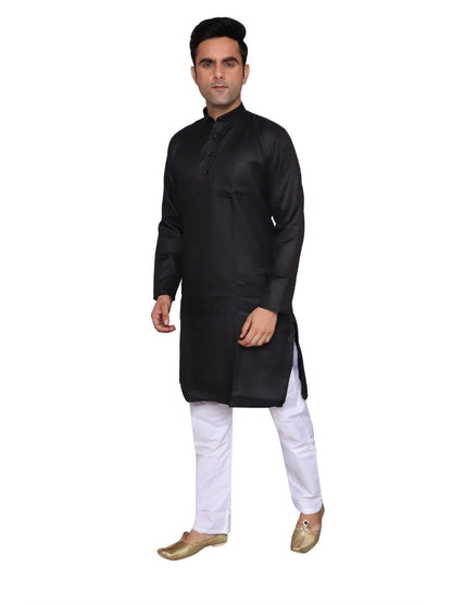 Plain Black Kurta Pajama Set For Men