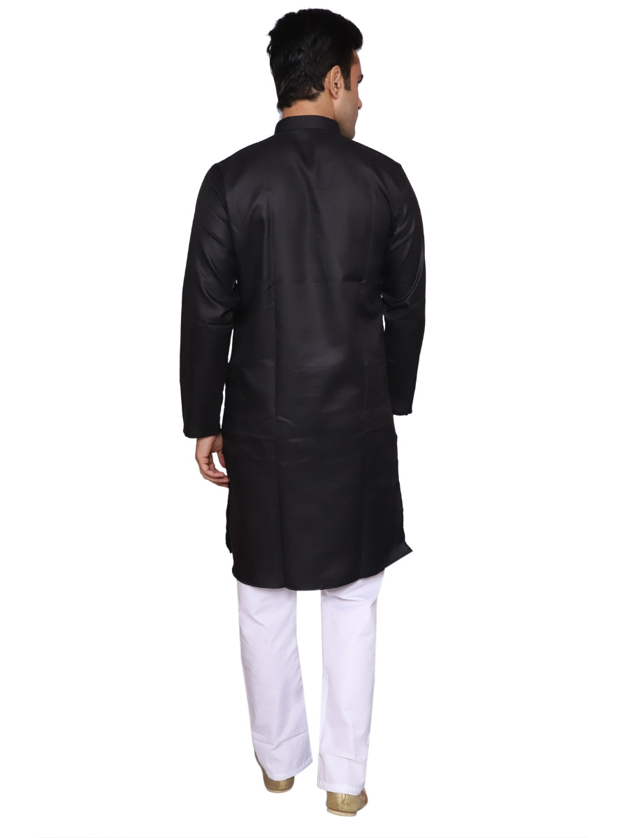 Plain Black Kurta Pajama Set For Men