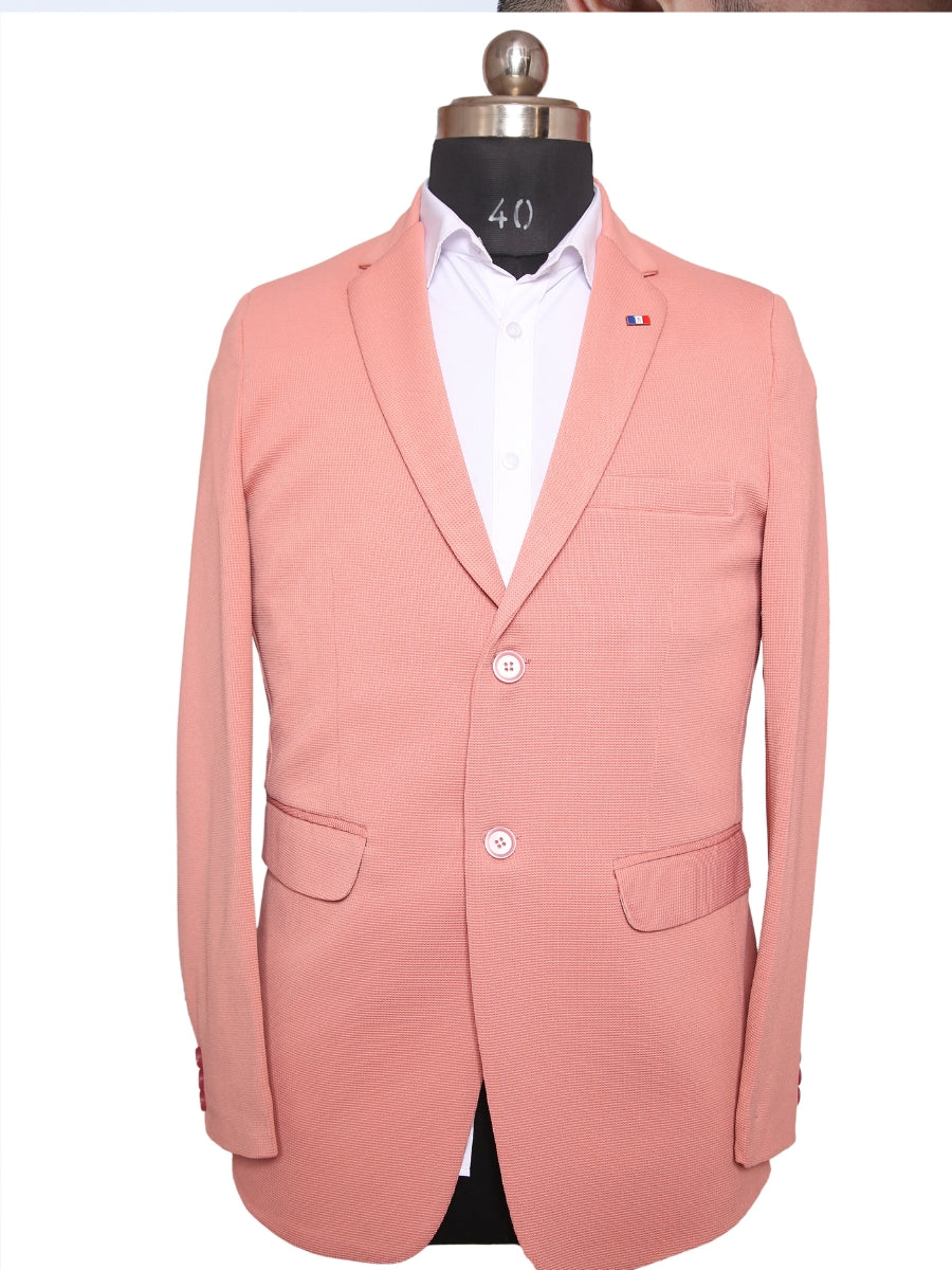 Knit Blazer Pink For Men Pattern Lycra Fabric