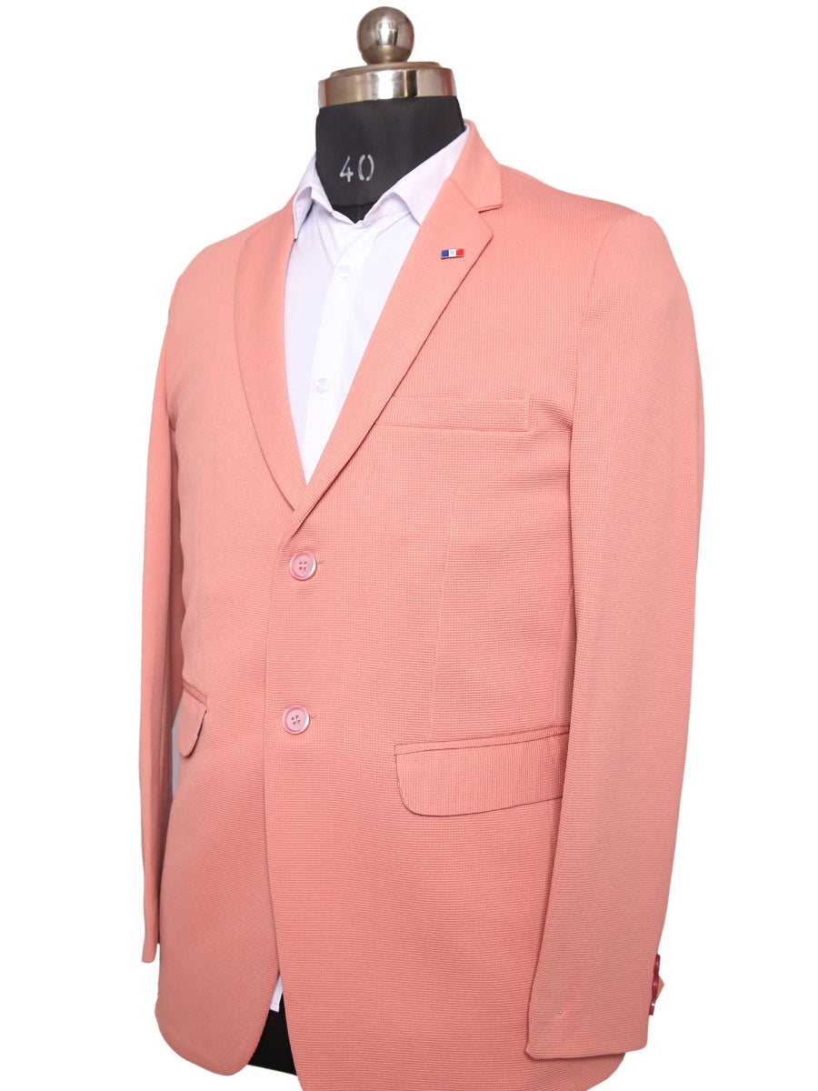 Knit Blazer Pink For Men Pattern Lycra Fabric