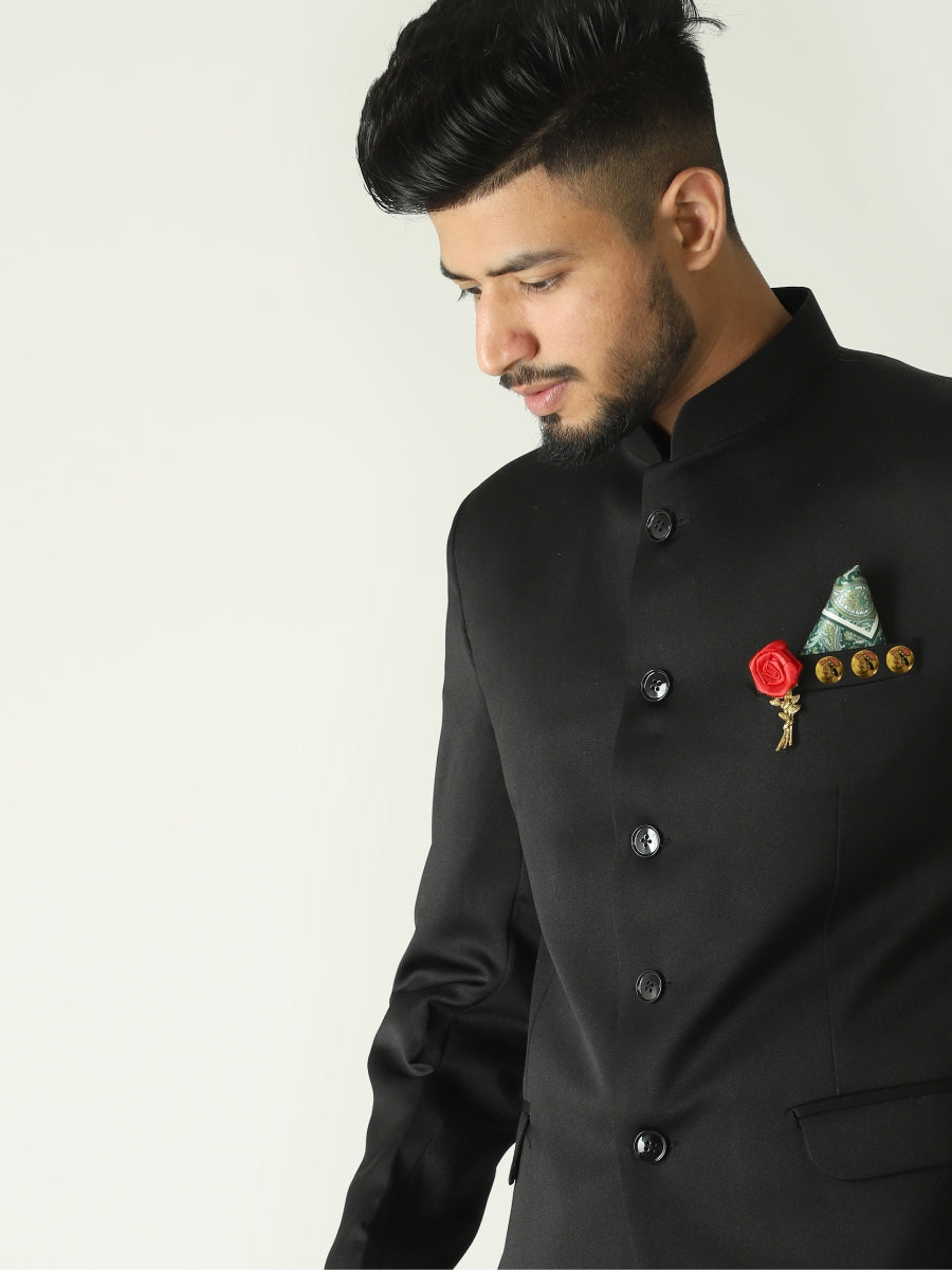 Jodhpuri Two Piece Suit Black for Men