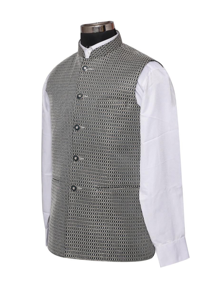 Velvet Sequence Green Waistcoat For Men