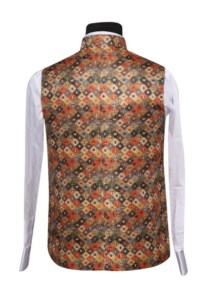 Jacket Kurta Set Banarasi Multicolor For Men