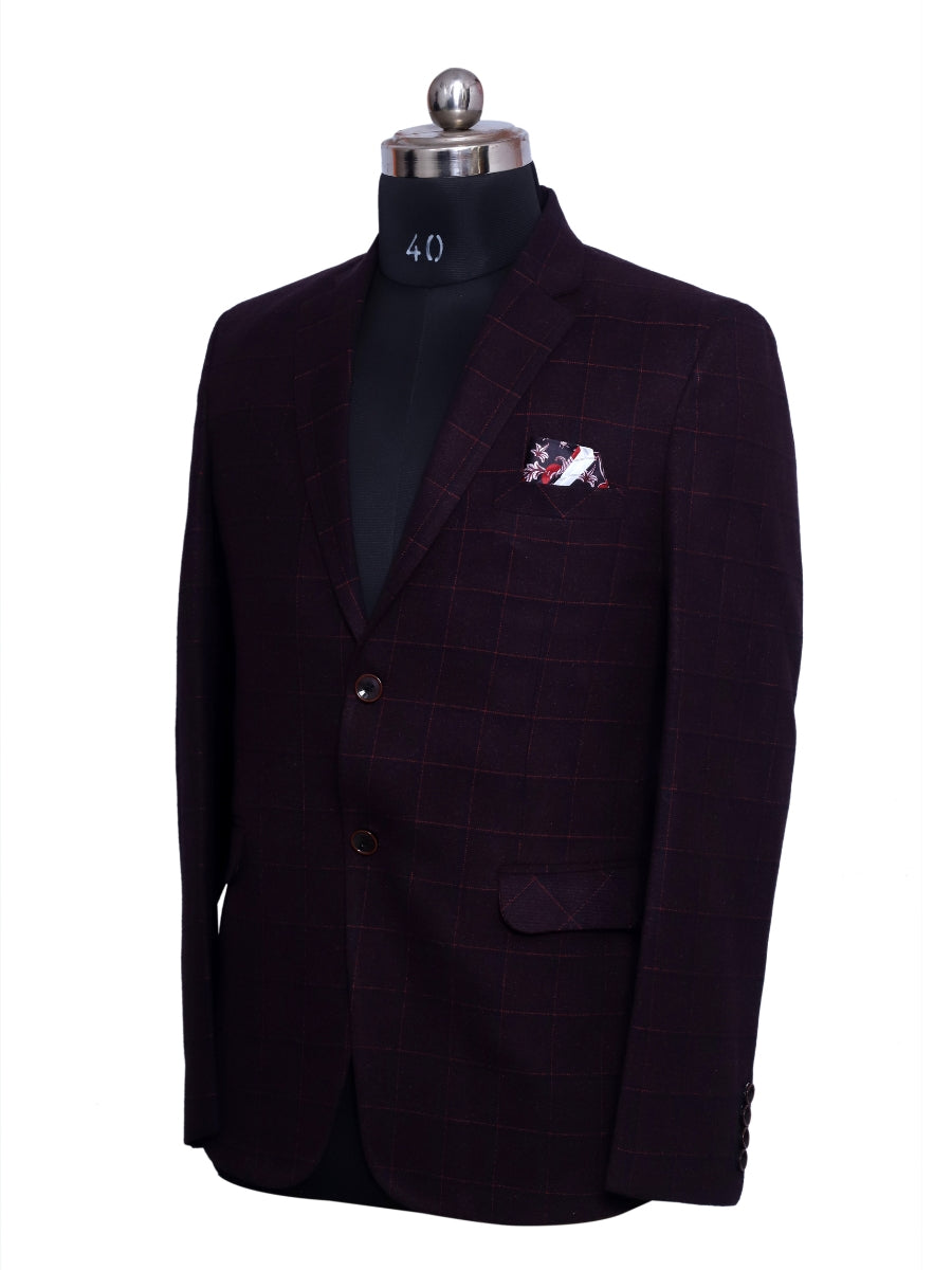 Tweed Check Maroon Men Blazer