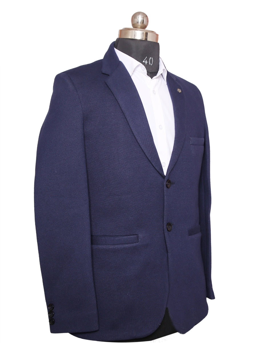 Knit Blazer Dark Blue For Men Pattern Lycra Fabric