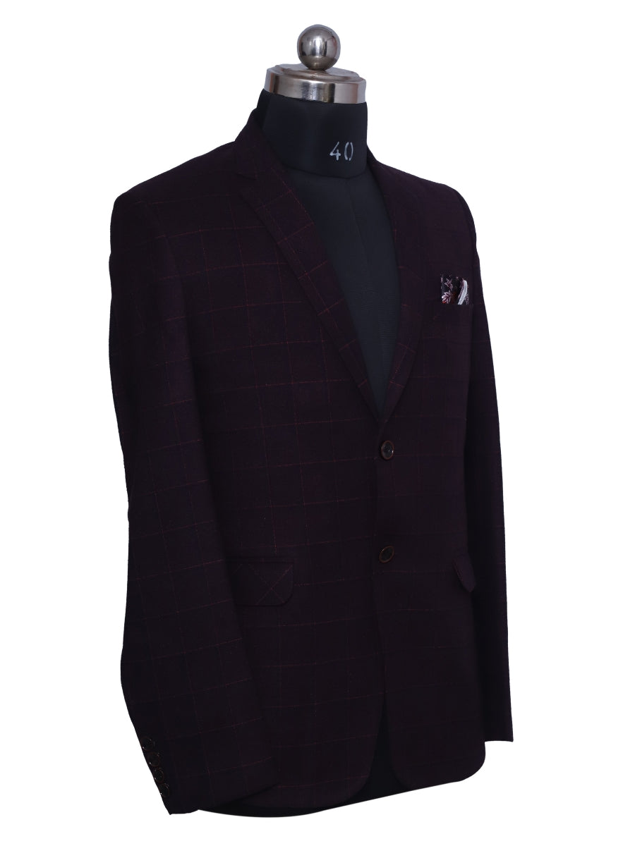 Tweed Check Maroon Men Blazer