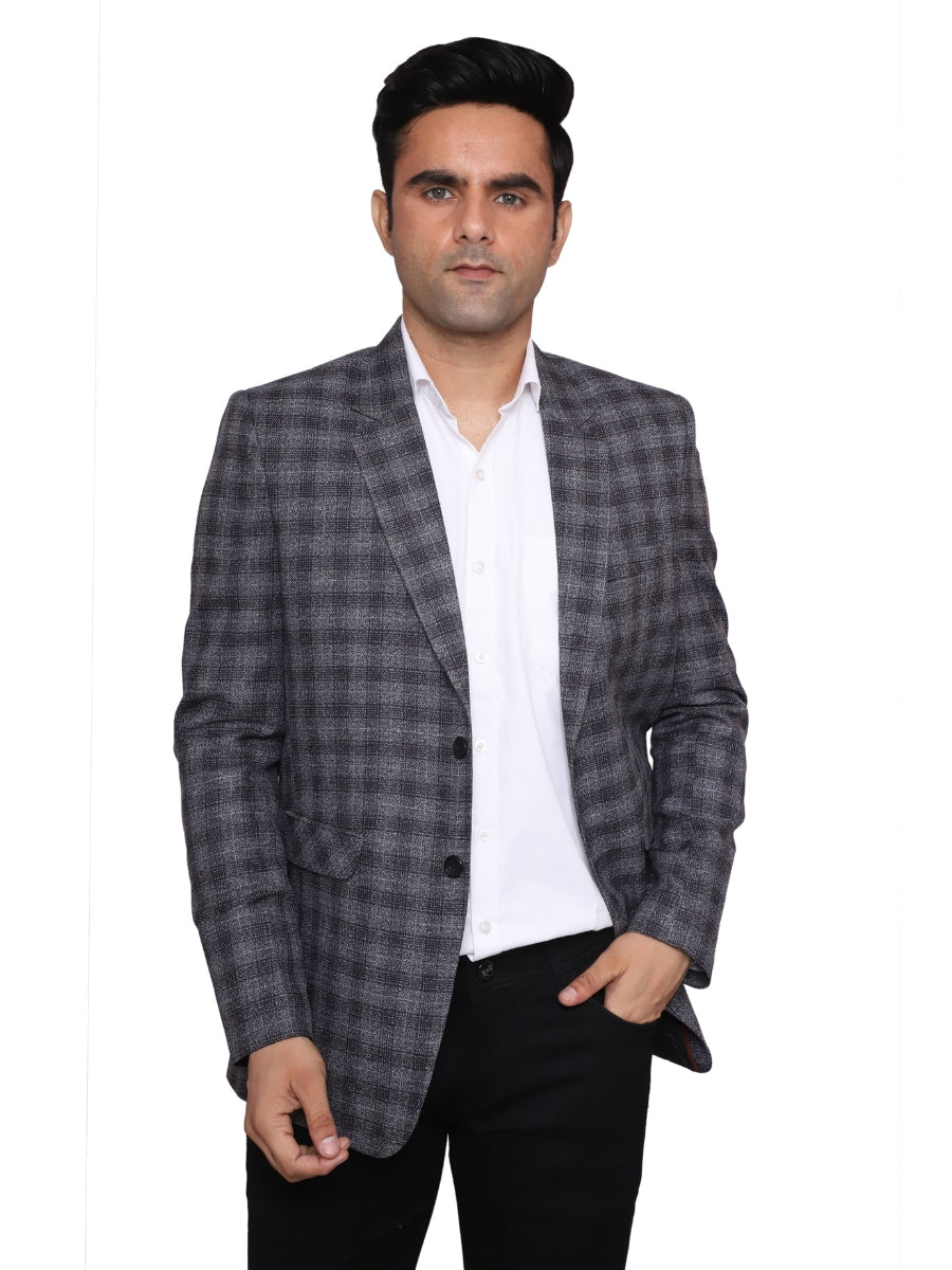 Check Blazer Grey Men Blazer