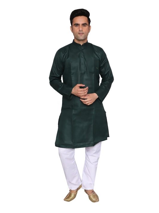 Plain Green Kurta Pajama Set For Men