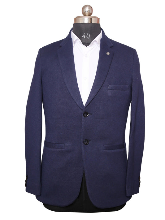 Knit Blazer Dark Blue For Men Pattern Lycra Fabric