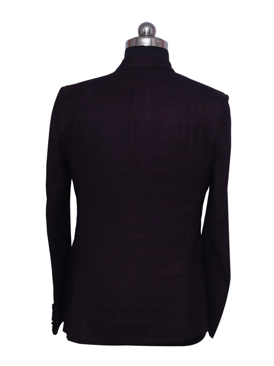 Tweed Check Maroon Men Blazer