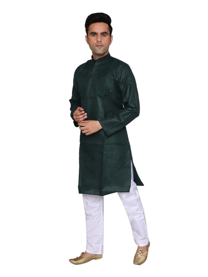 Plain Green Kurta Pajama Set For Men