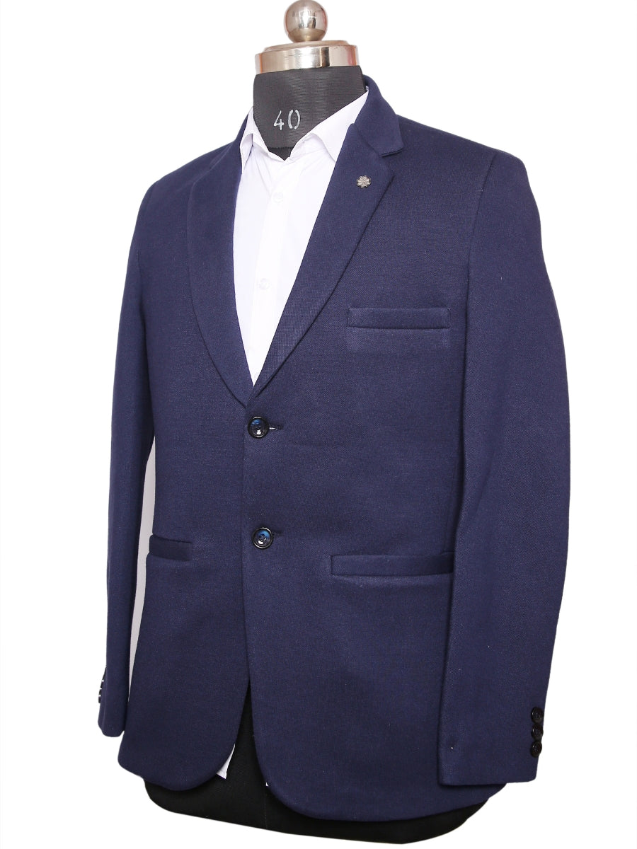 Knit Blazer Dark Blue For Men Pattern Lycra Fabric