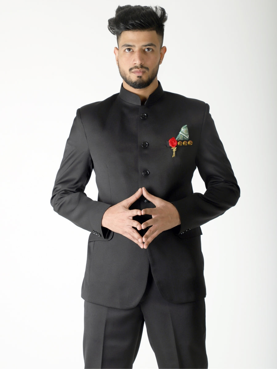 Jodhpuri Two Piece Suit Black for Men