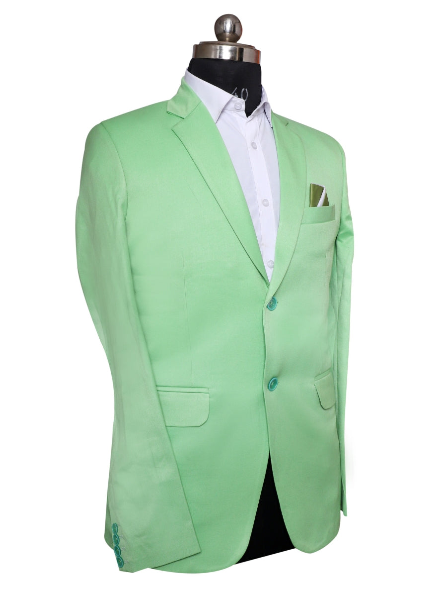 Viscose Stretch Cyan Green  Men Blazer