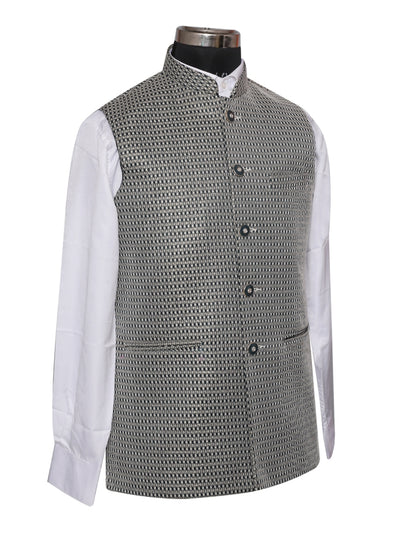 Velvet Sequence Green Waistcoat For Men