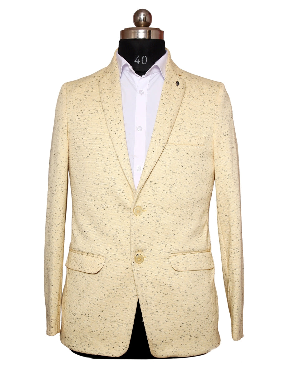 Knit Blazer Beige For Men Pattern Lycra Fabric