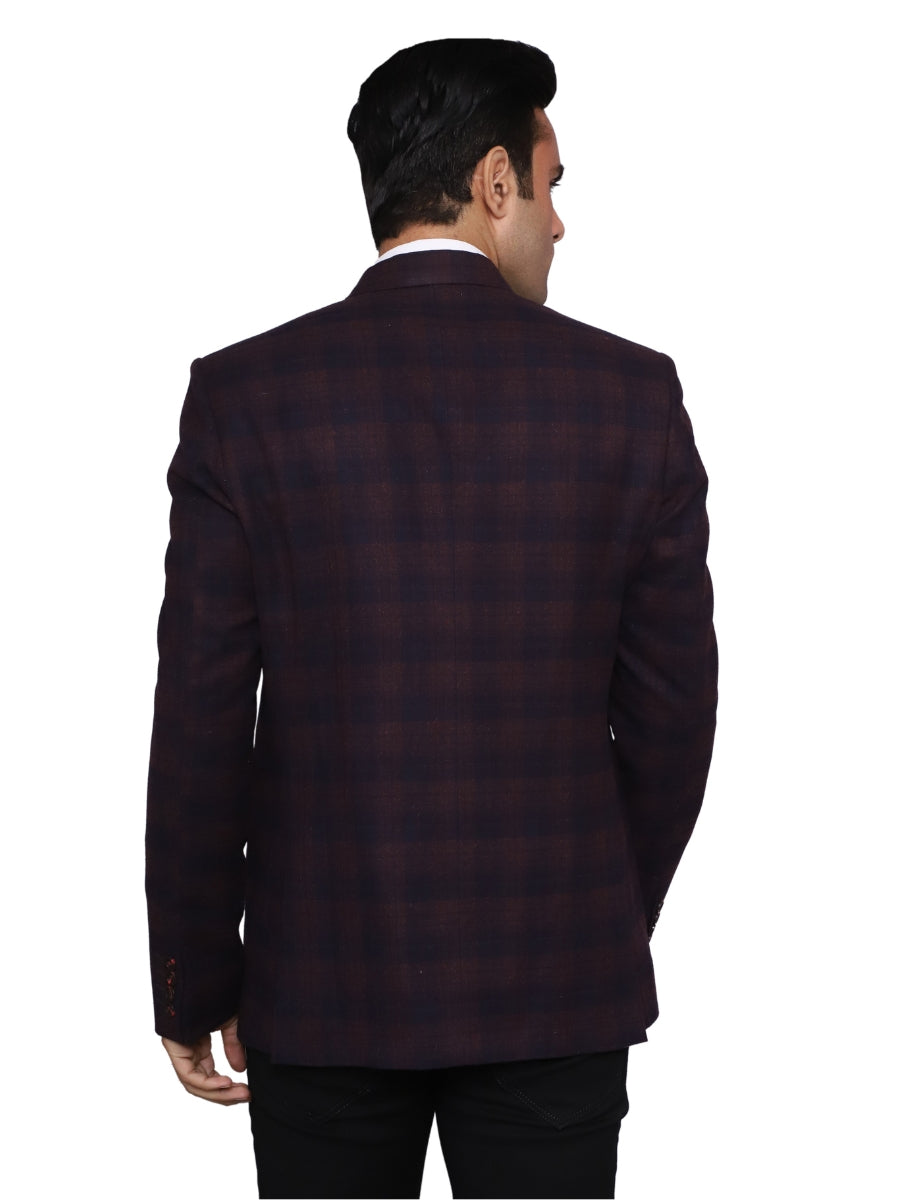 Check Blazer Maroon Men Blazer