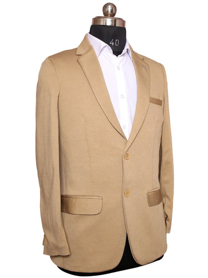 Knit Blazer Dark Beige For Men Pattern Lycra Fabric