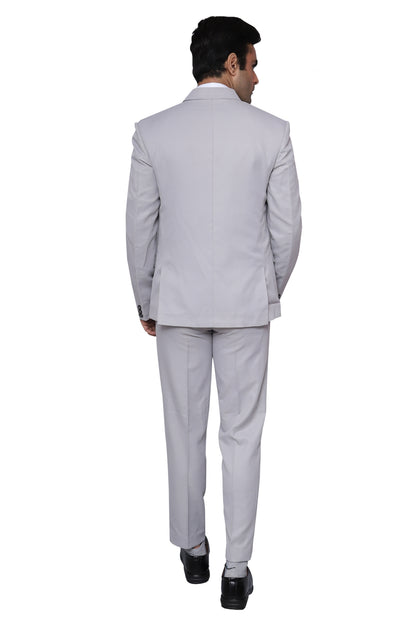 Plain Three Piece Suit Grey For Men