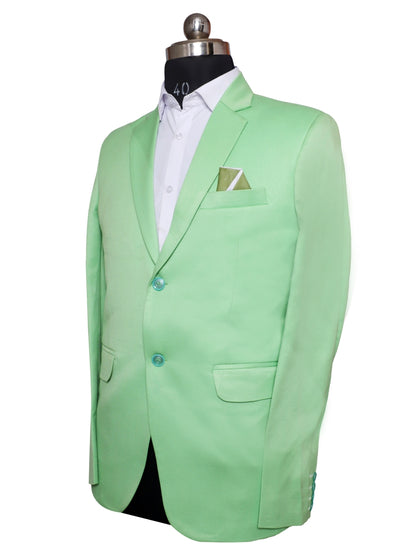 Viscose Stretch Cyan Green  Men Blazer