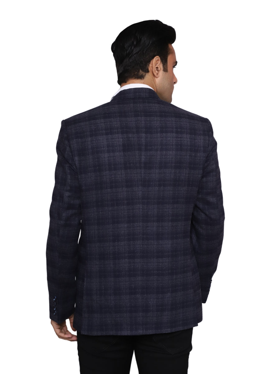 Check Blazer Grey Blue Men Blazer