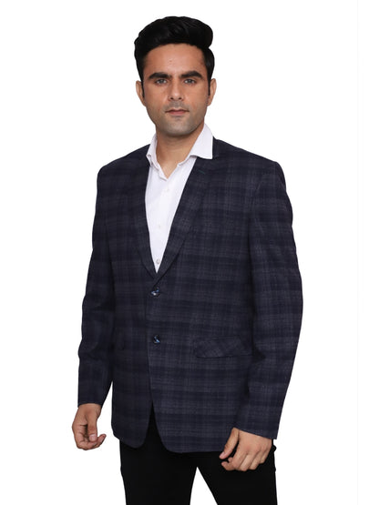 Check Blazer Grey Blue Men Blazer