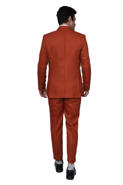 Plain Two Piece Suit Brown for Men