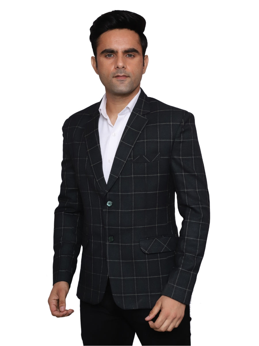 Check Blazer Dark Green Men Blazer