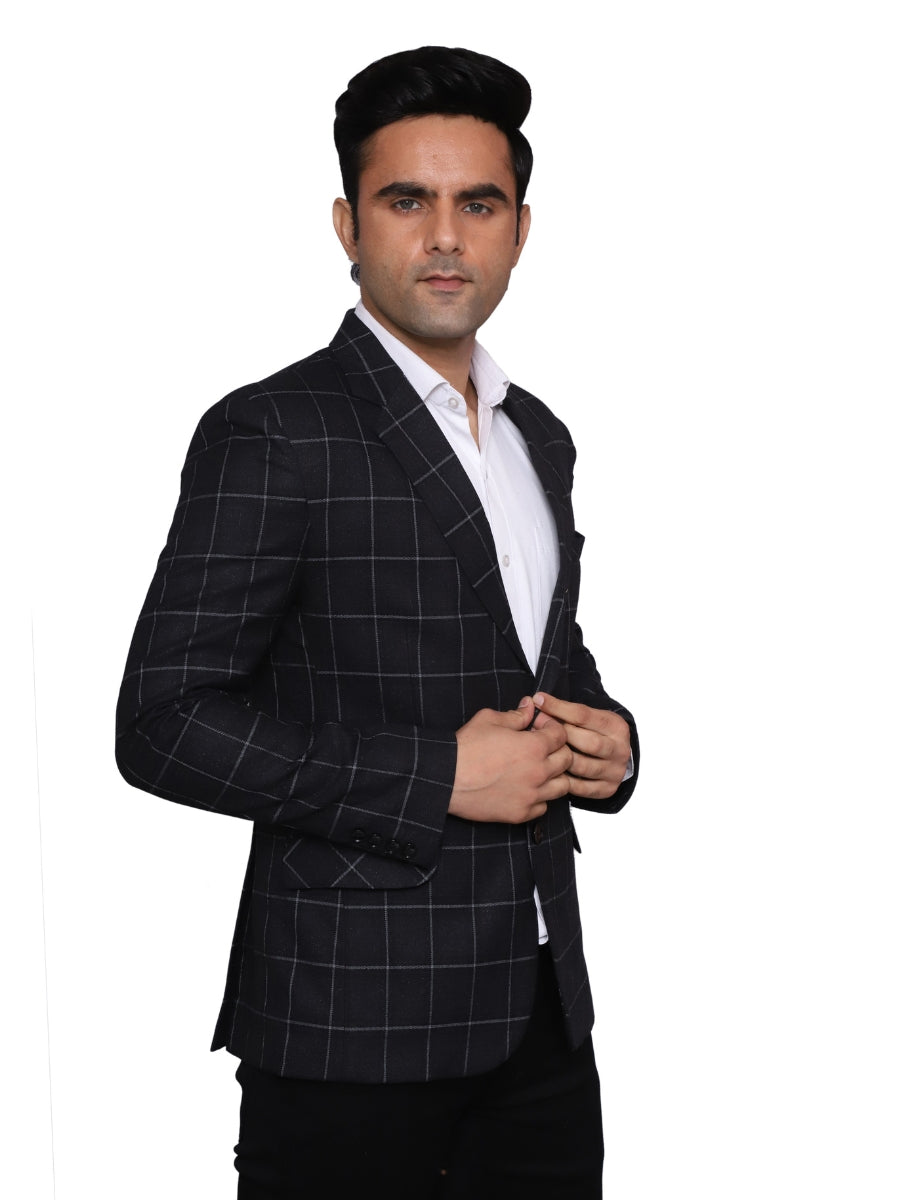 Check Blazer Black Grey Men Blazer