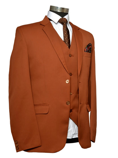 Party Wear Three Piece Suit Bronze For Men