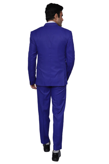 Plain Three Piece Suit Blue For Men