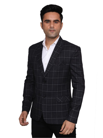 Check Blazer Black Grey Men Blazer