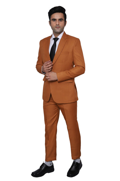 Plain Two Piece Suit Bronze for Men