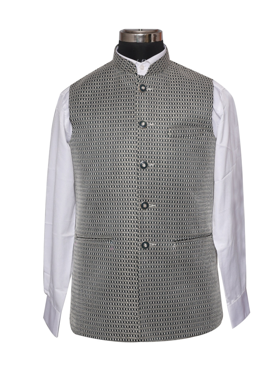 Velvet Sequence Green Waistcoat For Men