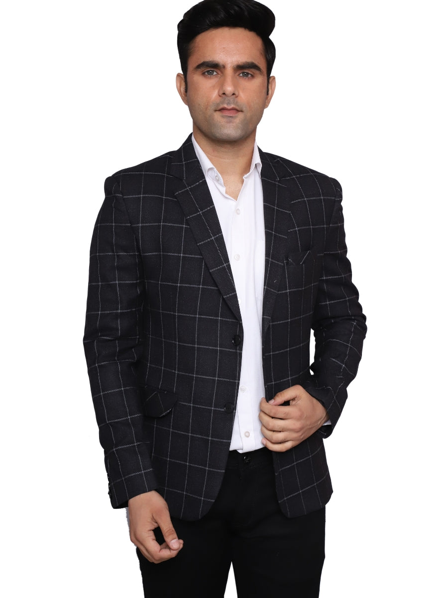 Check Blazer Black Grey Men Blazer