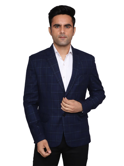 Check Blazer Royal Blue Grey Men Blazer