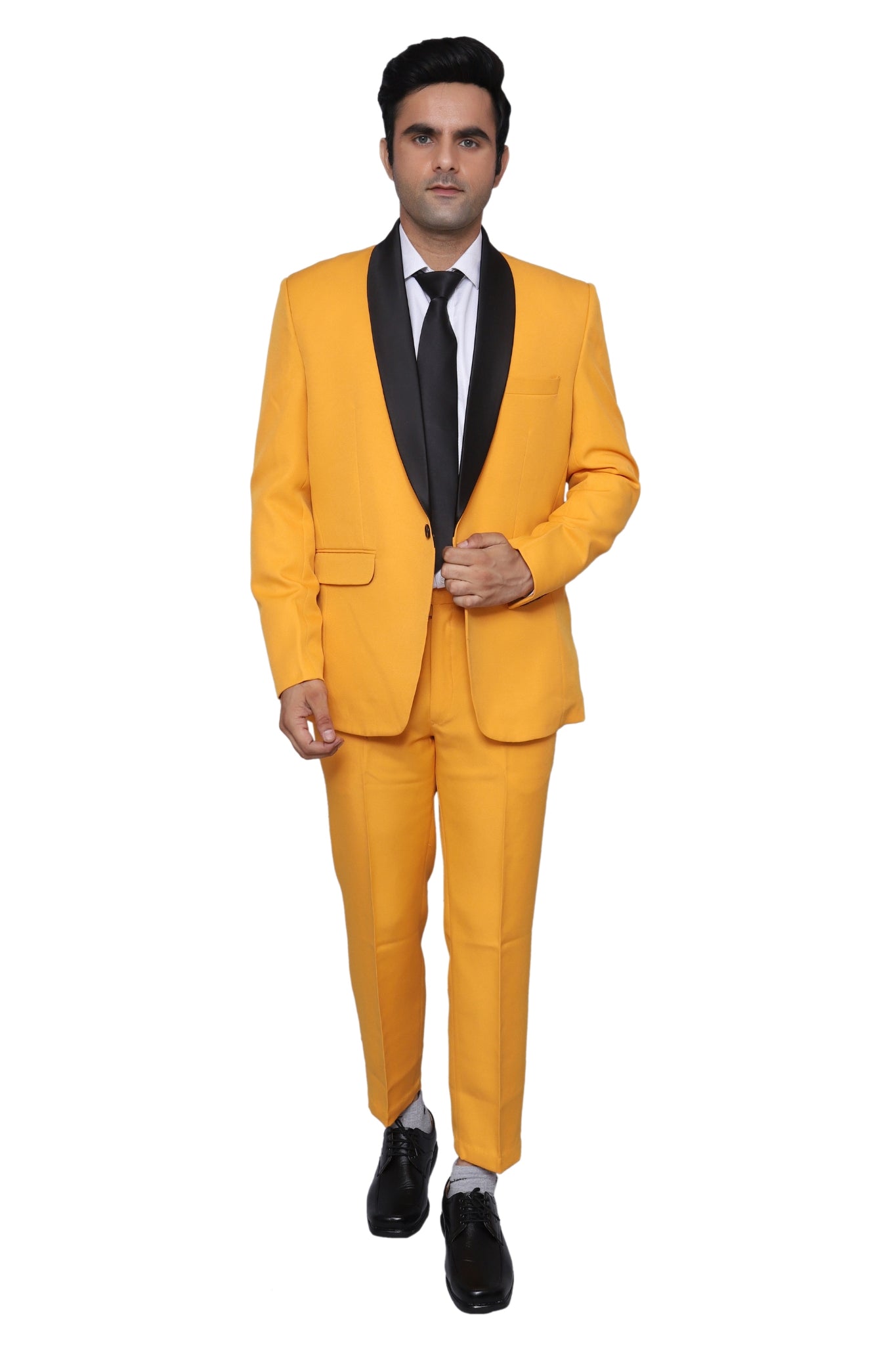 Tuxedo Two Piece Orenge Textured Formal Suit For Men