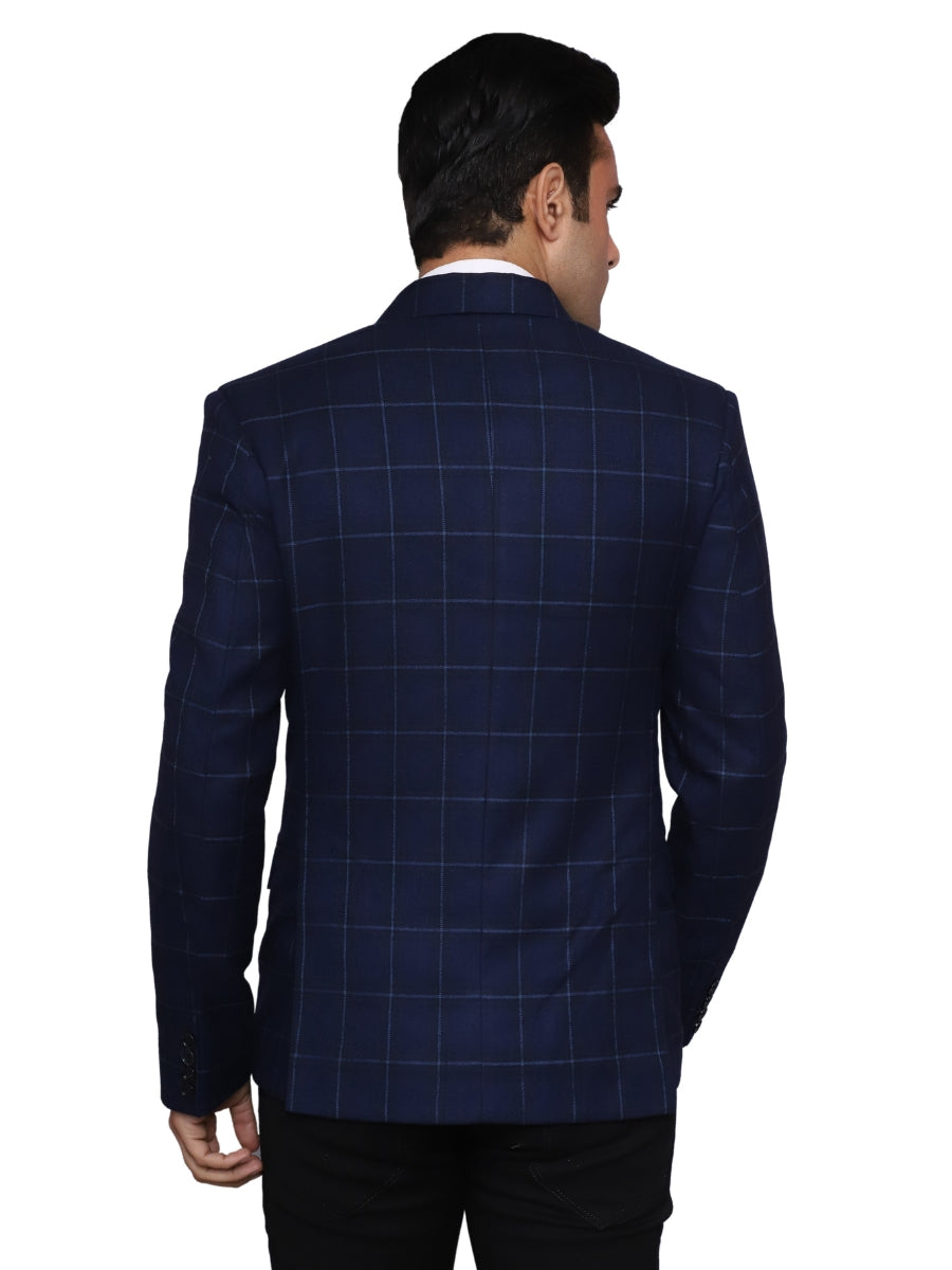 Check Blazer Royal Blue Grey Men Blazer