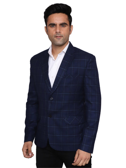 Check Blazer Royal Blue Grey Men Blazer