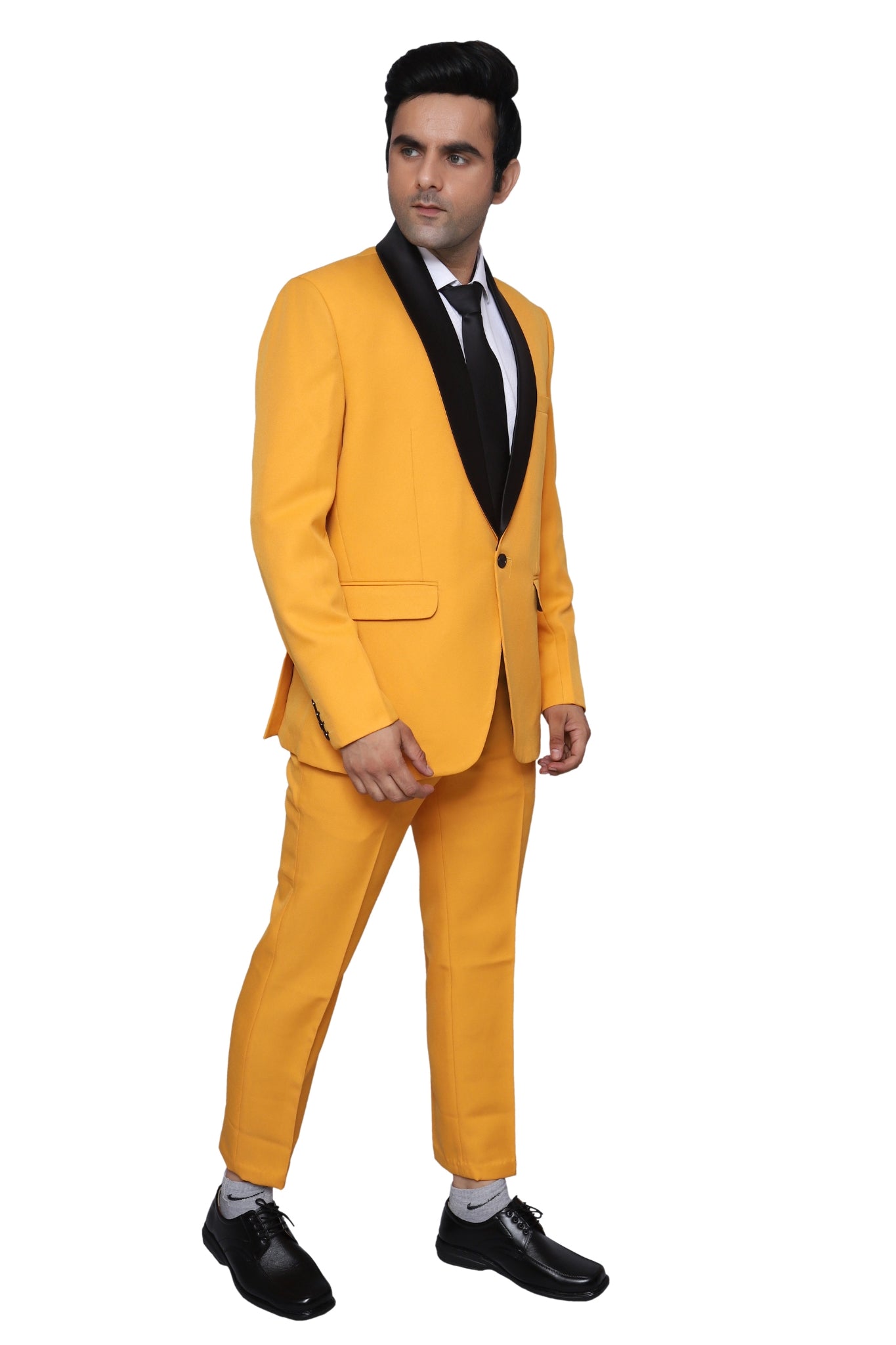 Tuxedo Two Piece Orenge Textured Formal Suit For Men