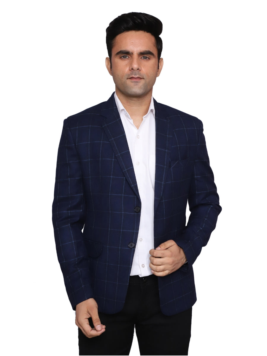 Check Blazer Royal Blue Grey Men Blazer