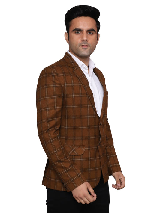 Check Blazer Brown Grey Men Blazer