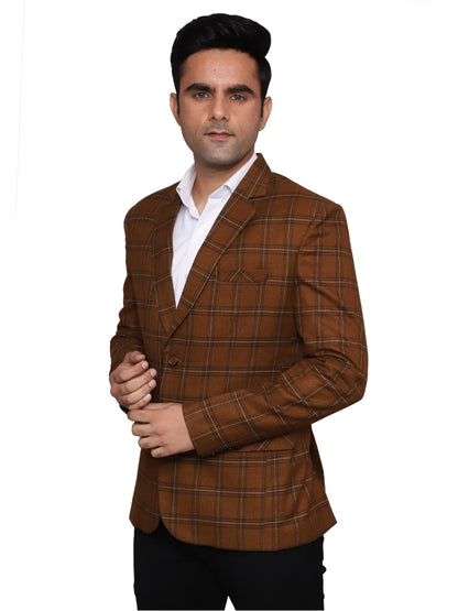 Check Blazer Brown Grey Men Blazer