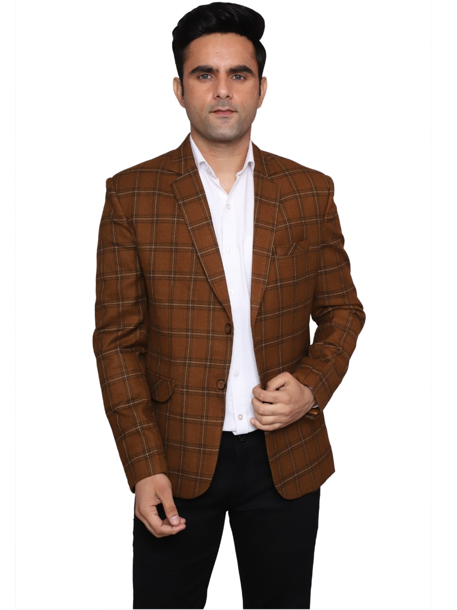 Check Blazer Brown Grey Men Blazer