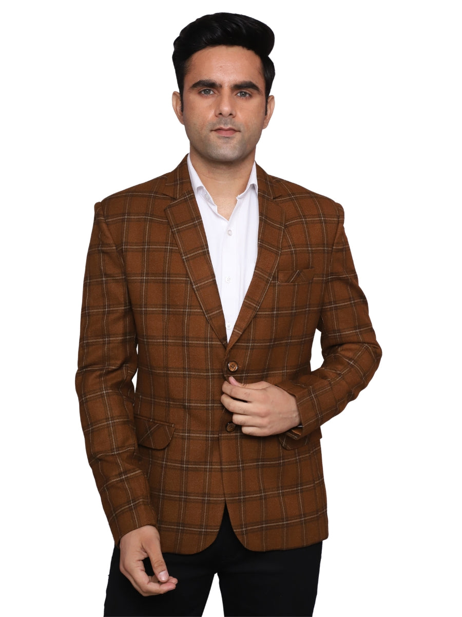 Check Blazer Brown Grey Men Blazer