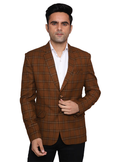 Check Blazer Brown Grey Men Blazer